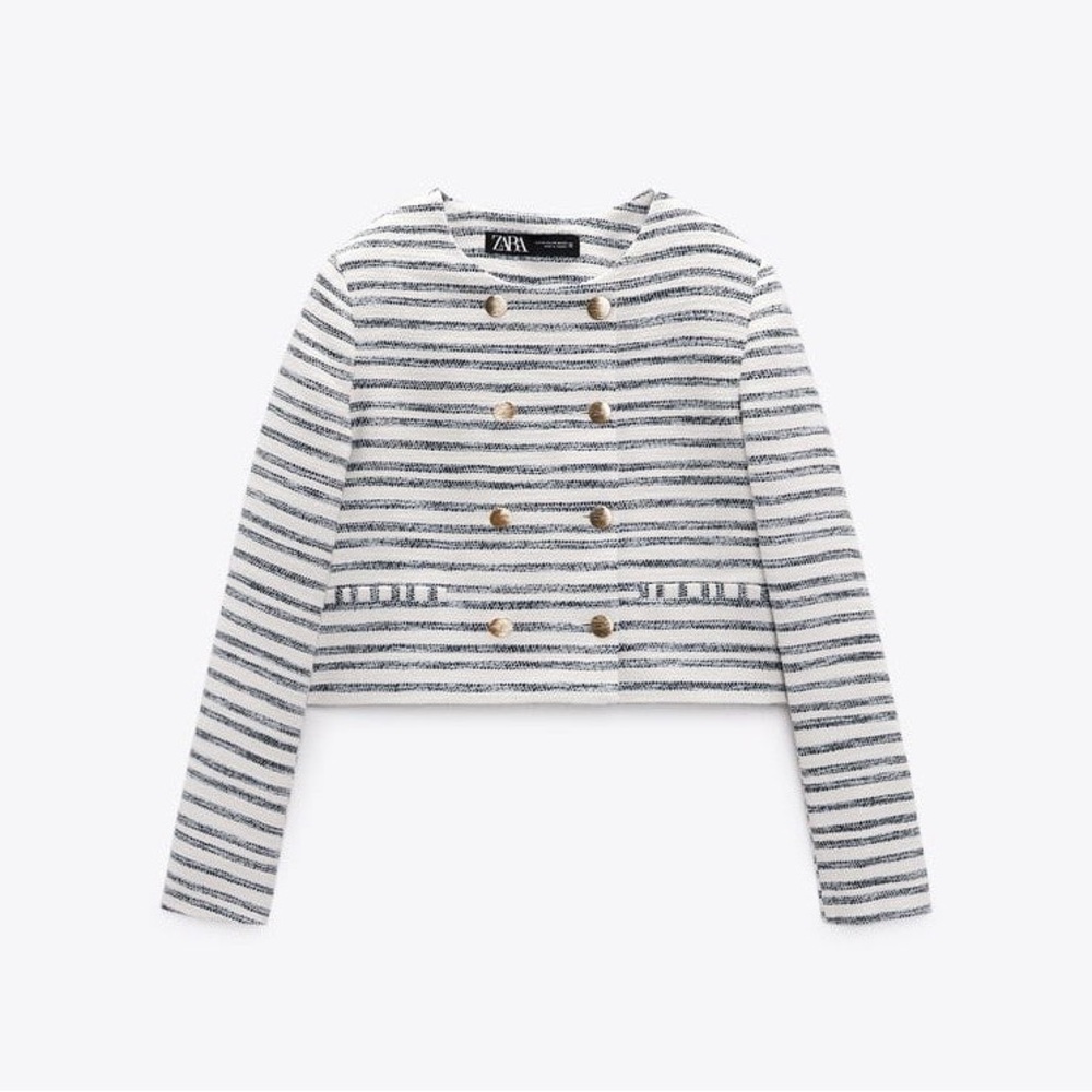 Zara striped blazer with gold buttons, size M, never worn, new with tags